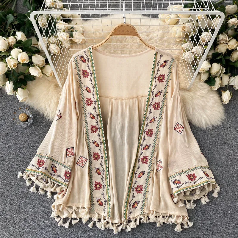 Embroidery Cotton Shirt - Summer Women's Shirt Bohemian Holiday Style