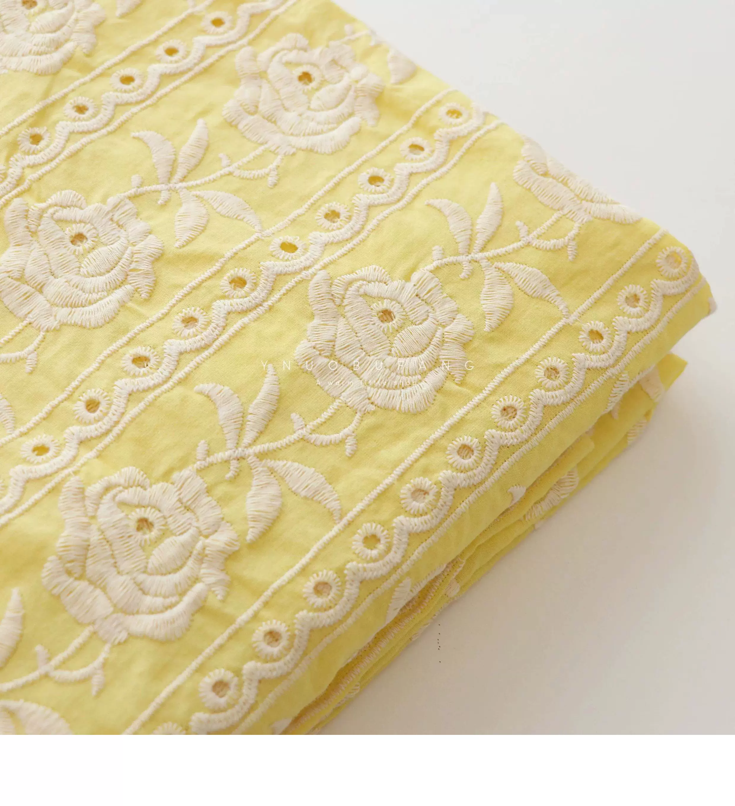 Embroidery Yellow Dress - 100% Cotton Yellow Lace Fabric for