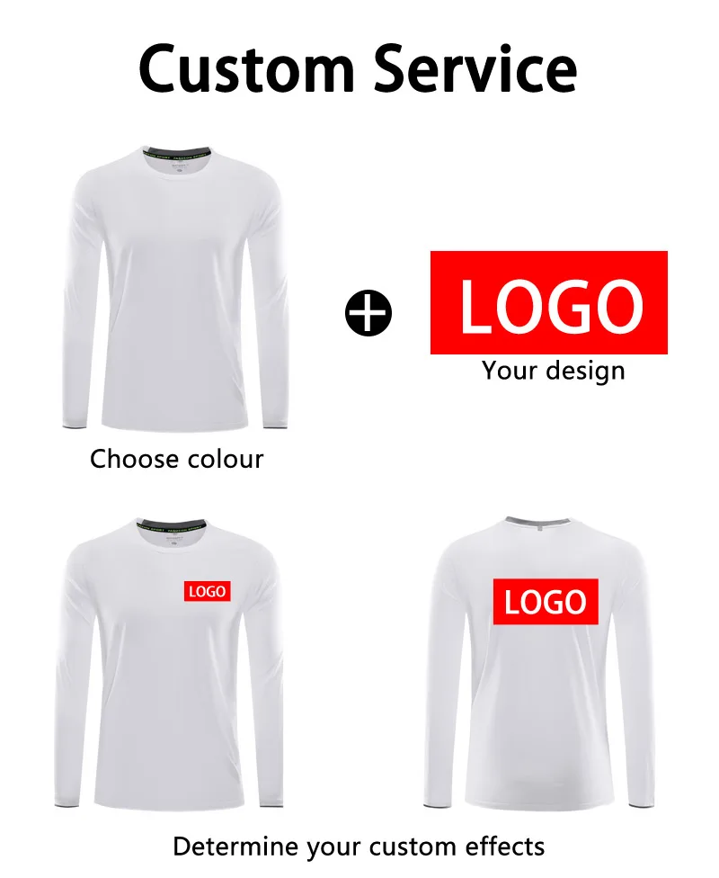 Embroidery Design Logo - Cotton Long Sleeved Round Neck T-Shirt