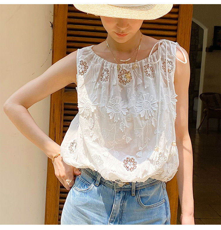 Embroidery Cotton Shirt - French Style Boho Embroidery Blouse Shirt