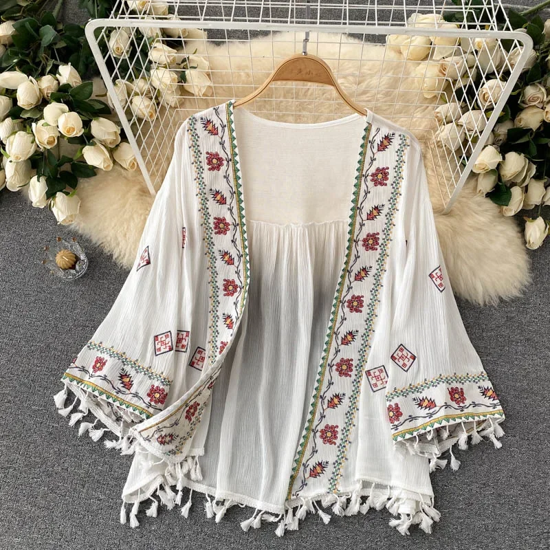 Summer Women's Shirt Bohemian  - Embroidery Cotton Shirt review and price