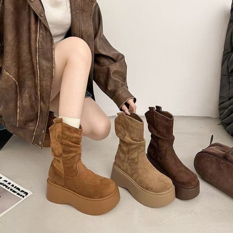 Women Platform Mid Calf Wester - Embroidery Garments review and price