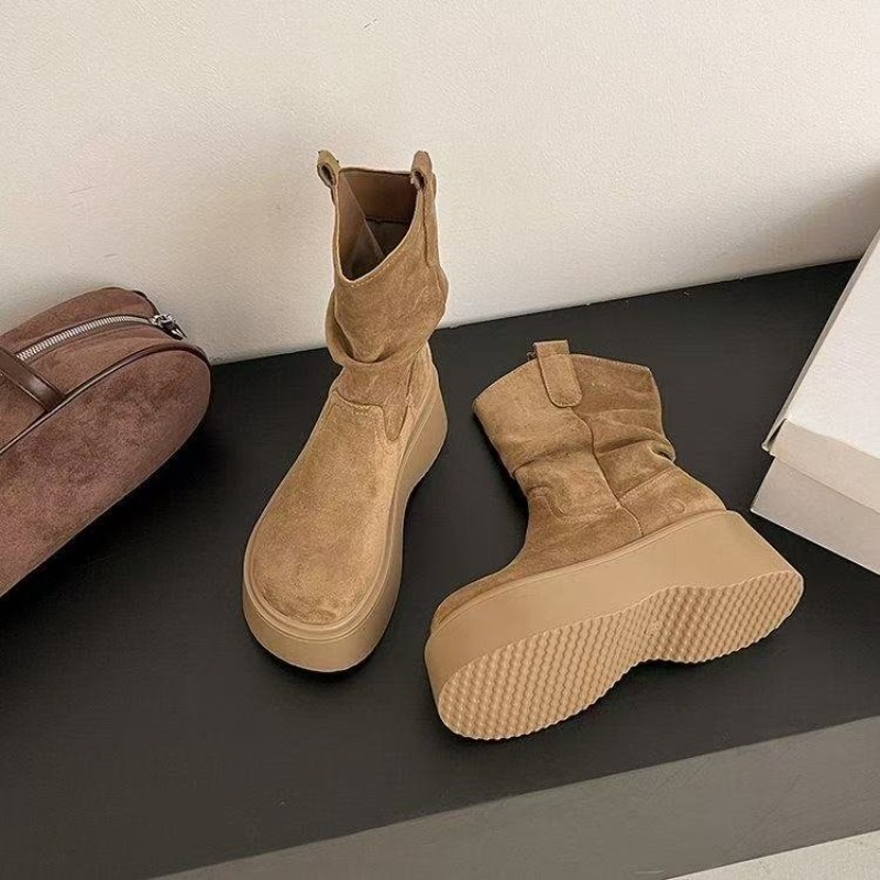 Women Platform Mid Calf Wester - Embroidery Garments review and price