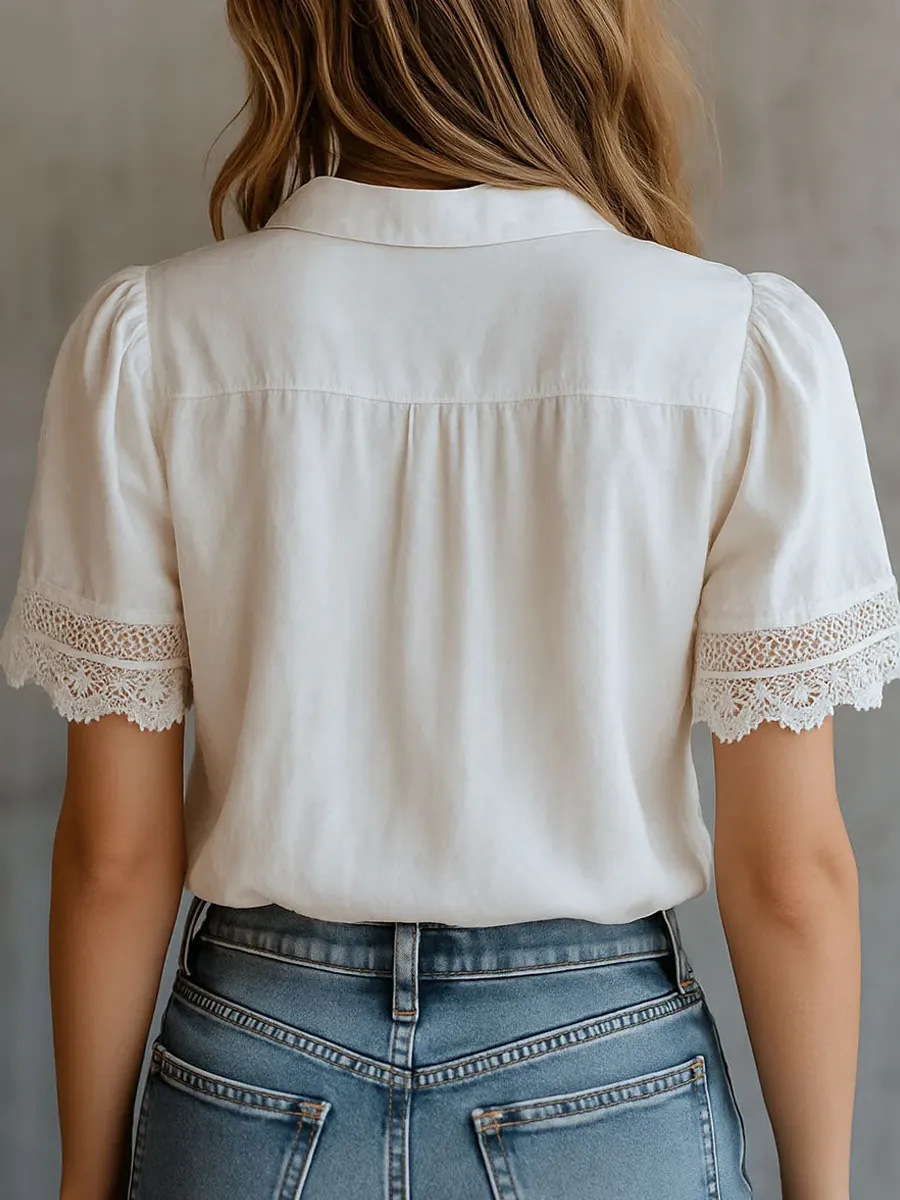Elegant Women's Shirts Casual  - Embroidery Cotton Shirt review and price