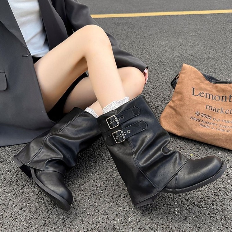 Women Double Buckle Slouch Mid - Embroidery Garments review and price