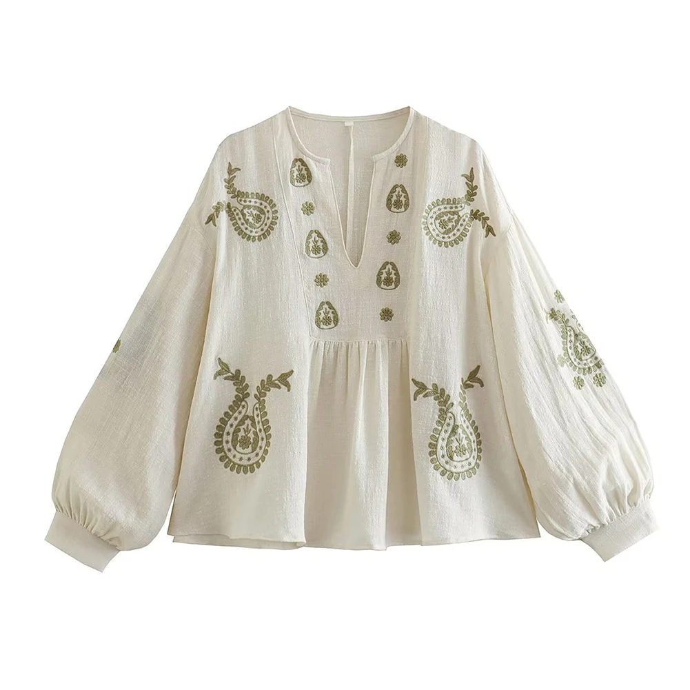 Womens New Loose Cotton Embroi - Embroidery Cotton Shirt review and price