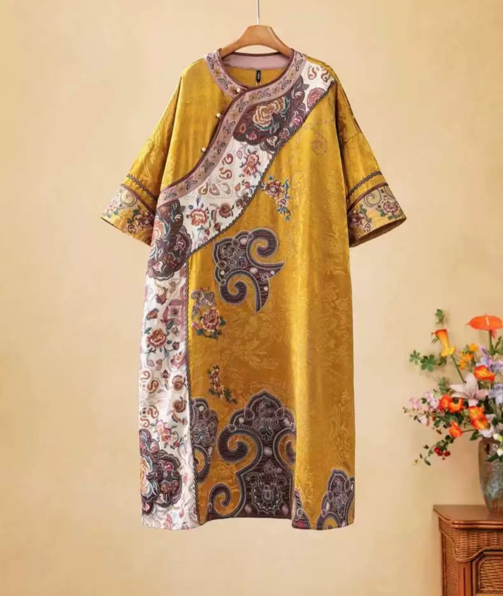 Luxury spring robe for women y - Embroidery Yellow Dress review and price