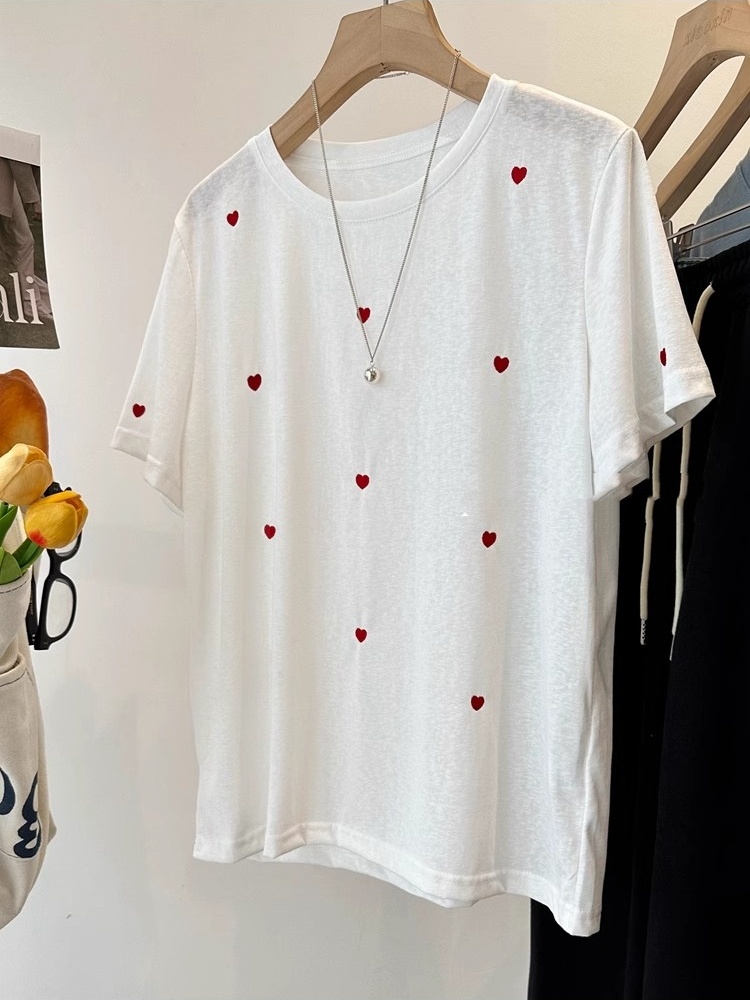 plus Size 240 Pounds Love Embr - Embroidery Cotton Shirt review and price
