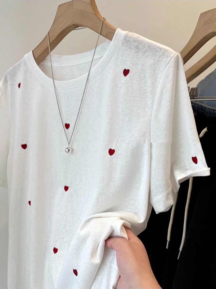 plus Size 240 Pounds Love Embr - Embroidery Cotton Shirt review and price