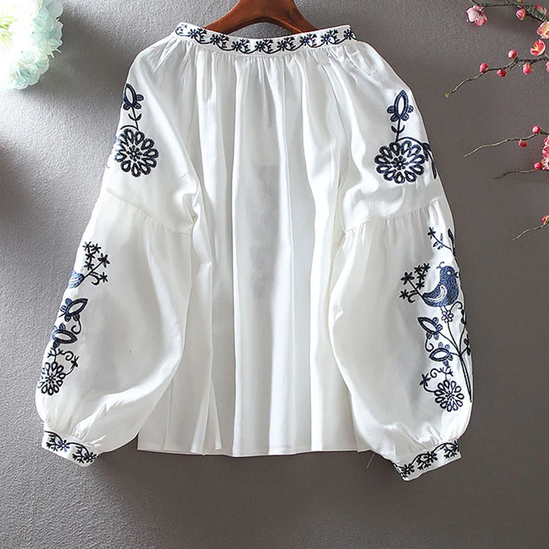 2026 Women's Retro Blouse Nati - Embroidery Cotton Shirt review and price