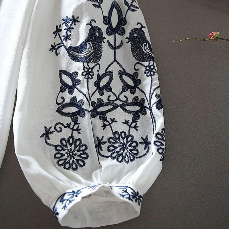 2026 Women's Retro Blouse Nati - Embroidery Cotton Shirt review and price