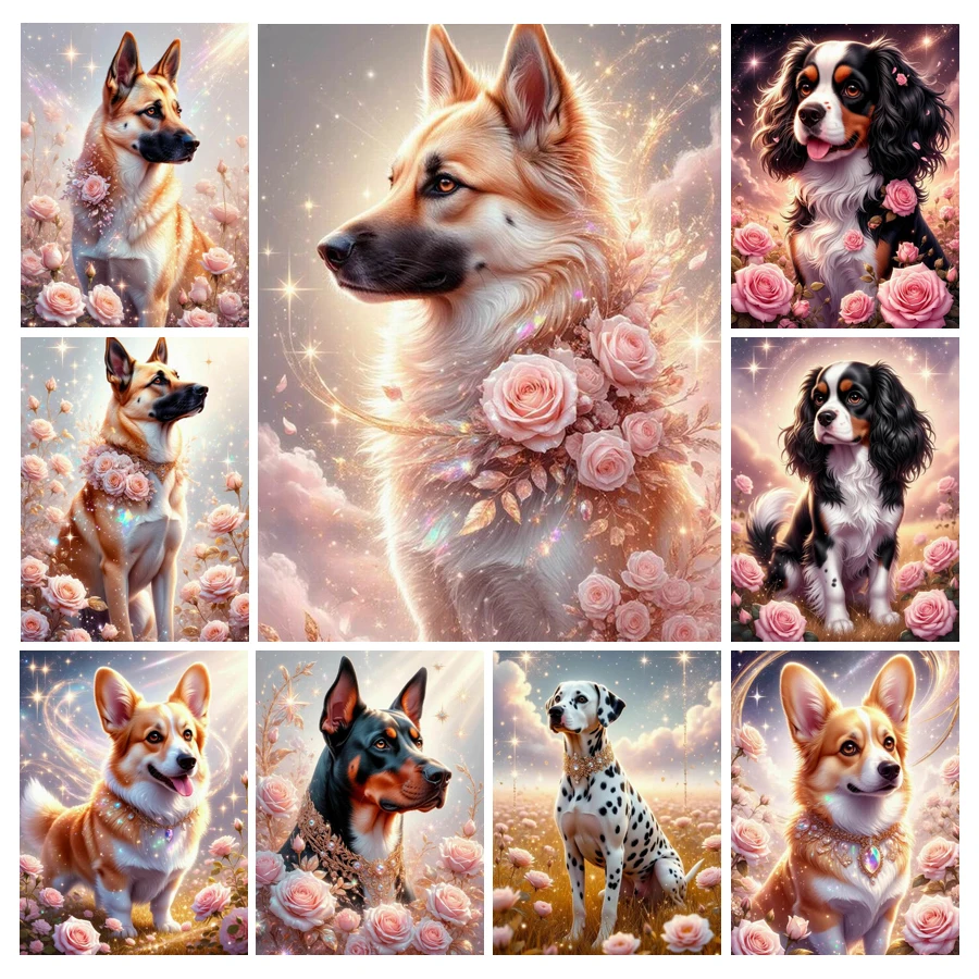 Cute Dog and Flower Diamond Pa - Embroidery Rose review and price