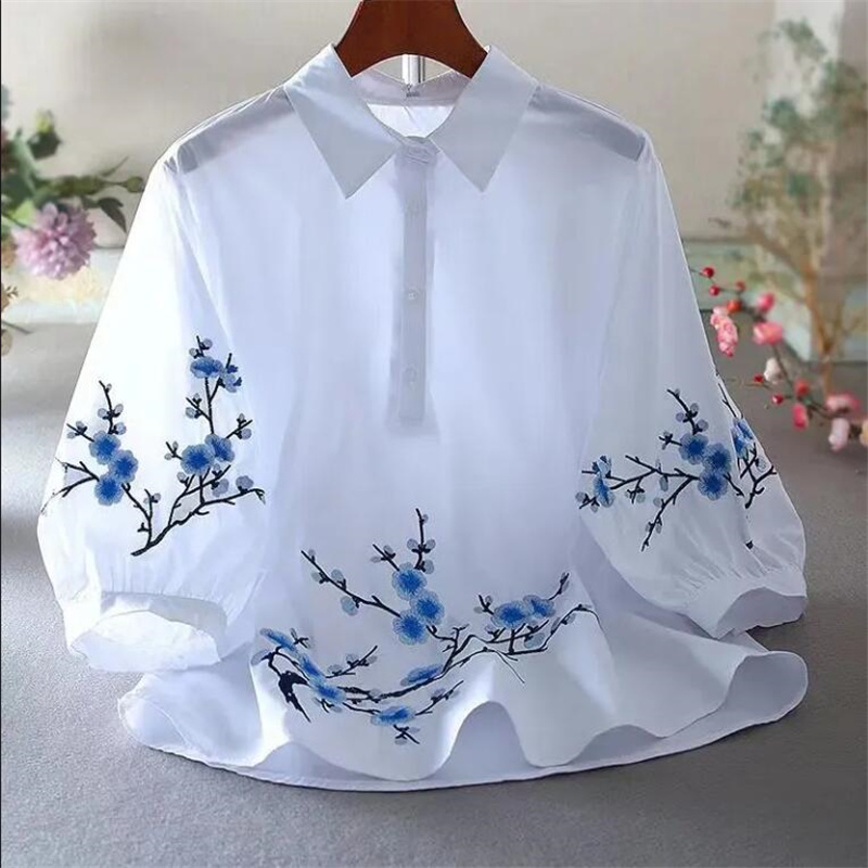 White Embroidered Shirt Women  - Embroidery Cotton Shirt review and price